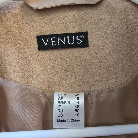 Venus Jacket Women's Size 10 Wool Blend Coat Double Button Tan - Picture 4 of 16